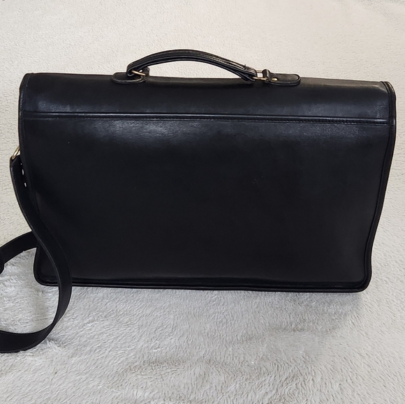 Vintage Coach Morgan Black Leather Briefcase Brass Pushlock Bag - Picture 5 of 16